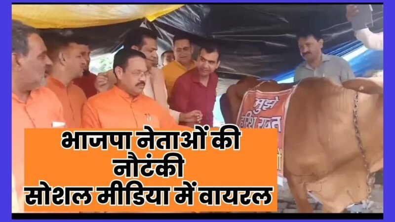 उत्तराखंड: भाजपा का नेताओं की नौटंकी, गाय पर टांगा पोस्टर, ‘हरीश रावत’ से मुझे बचाओ…VIDEO वायरल