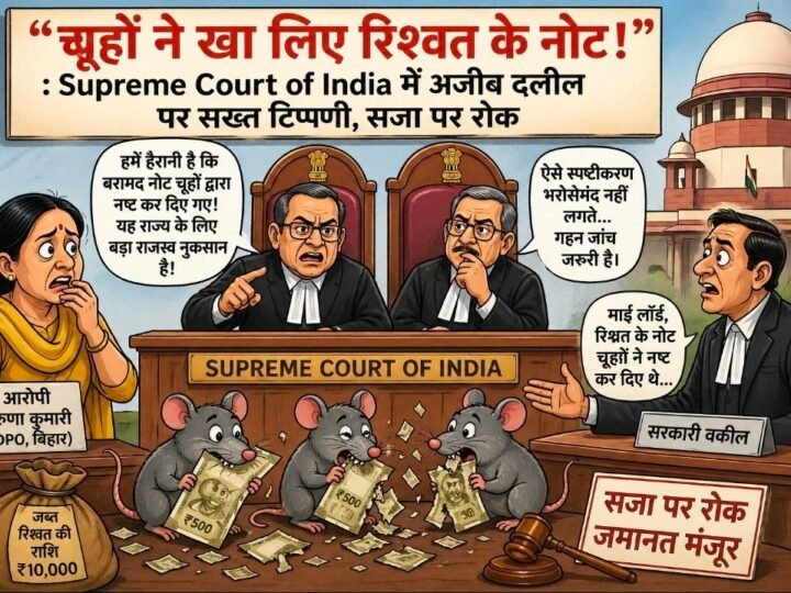“चूहों ने खा लिए रिश्वत के नोट!”: Supreme Court of India में अजीब दलील पर सख्त टिप्पणी, सजा पर रोक