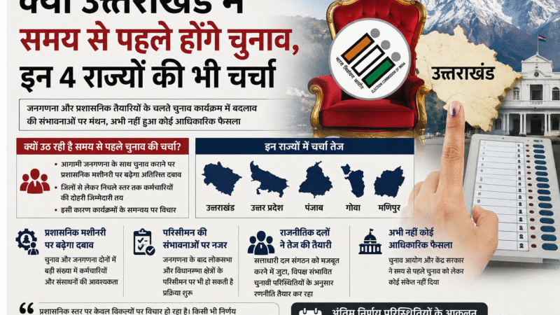 क्या उत्तराखंड में समय से पहले होंगे चुनाव, इन 4 राज्यों की भी चर्चा  