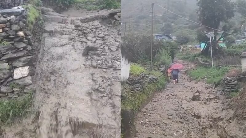 मूसलाधार बारिश से ज्योतिर्मठ के किमाणा गांव में घुसा मलबा, दो परिवार सुरक्षित स्थानों पर शिफ्ट